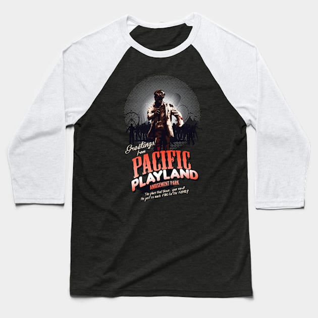 Pacific Playland Zombieland Baseball T-Shirt by GraphicsGarageProject